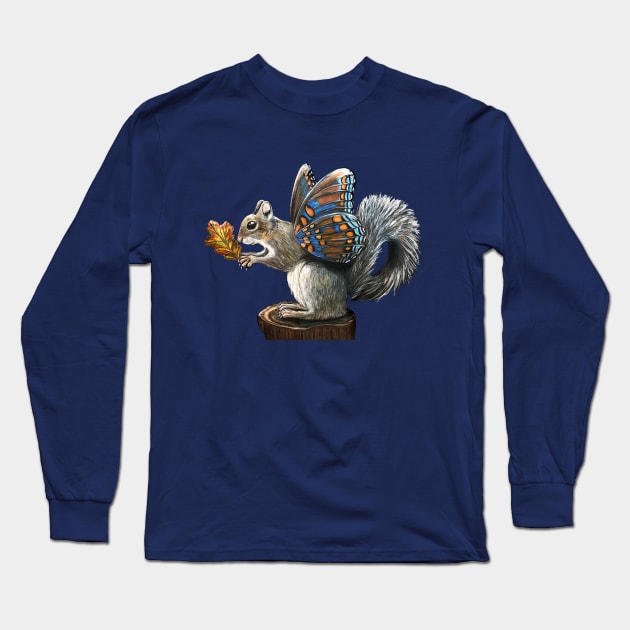 "Butterfly Squirrel" - Butterflown collection Long Sleeve T-Shirt by GardenPartyArt